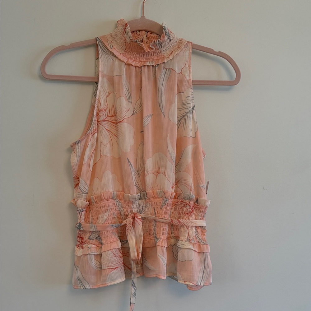 Elegant Floral Sleeveless Blouse